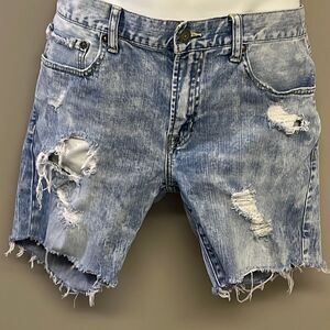 American Eagle Light Wash Distressed Faded Flex Skinny Jean Shorts- Size 34